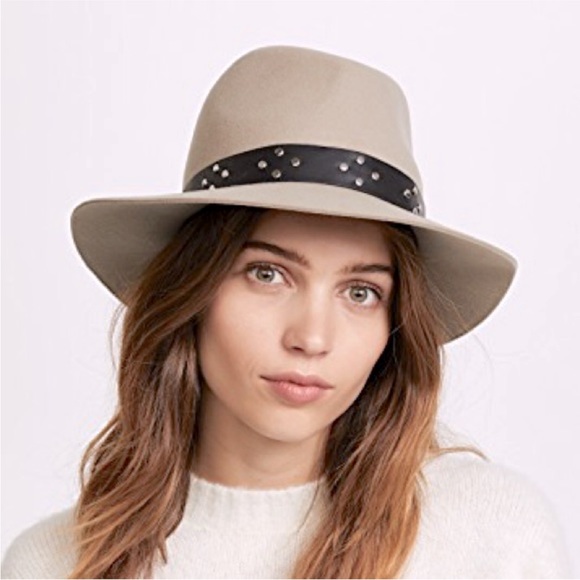 Rag & Bone Wool Hat With Black and Silver Studded Band - Picture 1 of 5